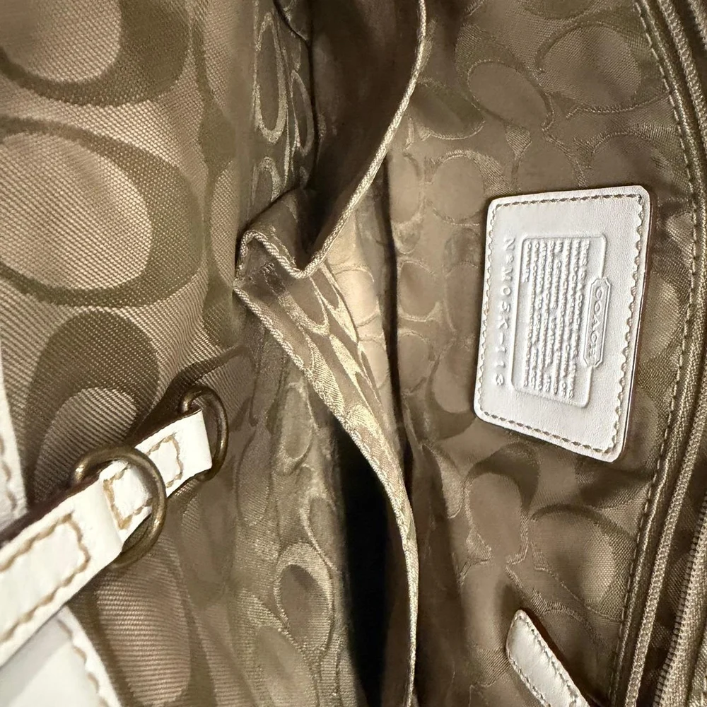 Coach Cream and Tan Tote Bag